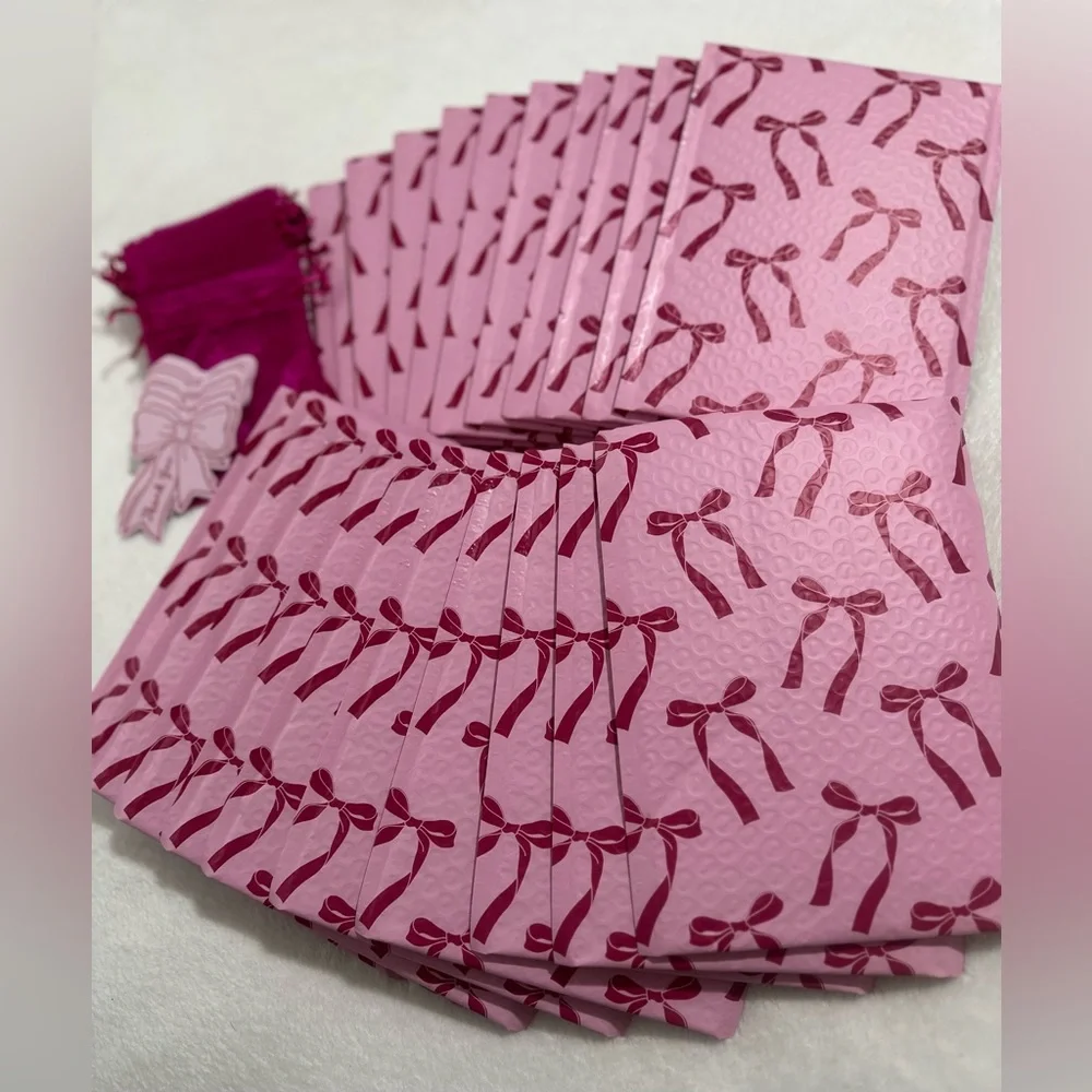 Pink Bubble Mailers & Bows And Shipping Essentials Set